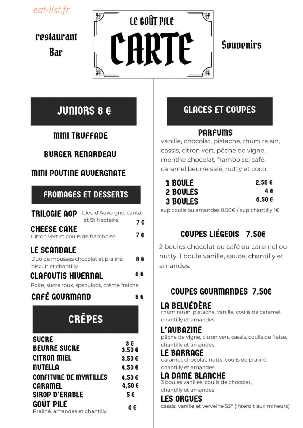 Le Goût Pile — carte page 3