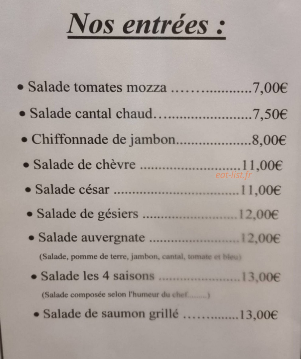 Les 4 Saisons Bort Les Orgues Les 4 saisons à Bort Les Orgues - menu et photos
