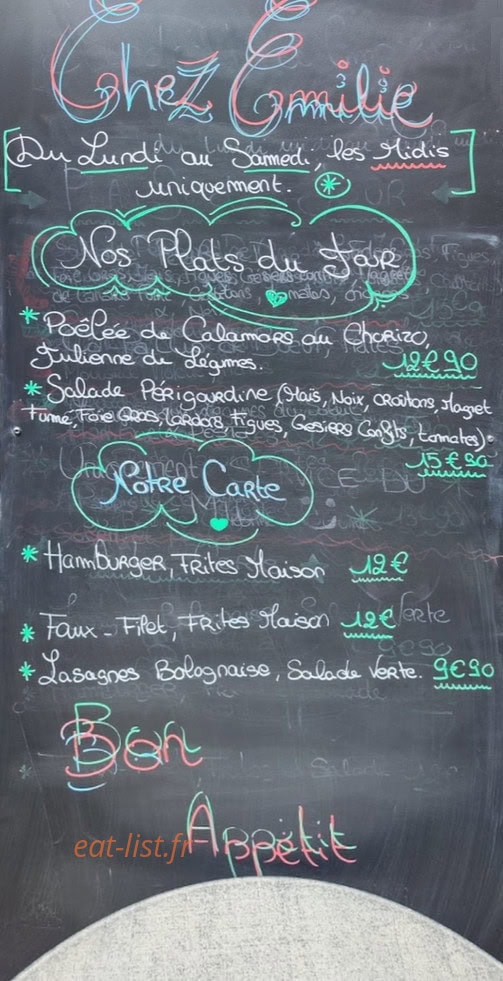 Chez Emilie — carte page 1