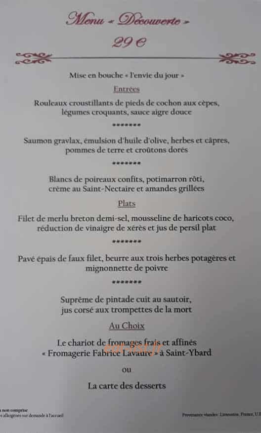 Auberge Saint Roch — carte page 4