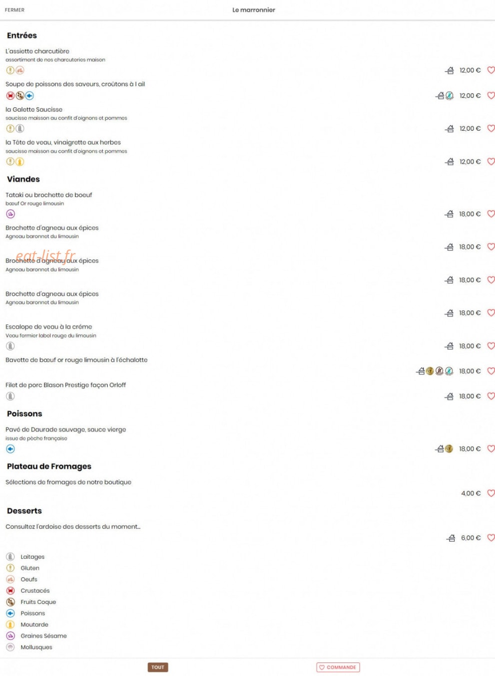 Les saveurs du terroir — carte page 1
