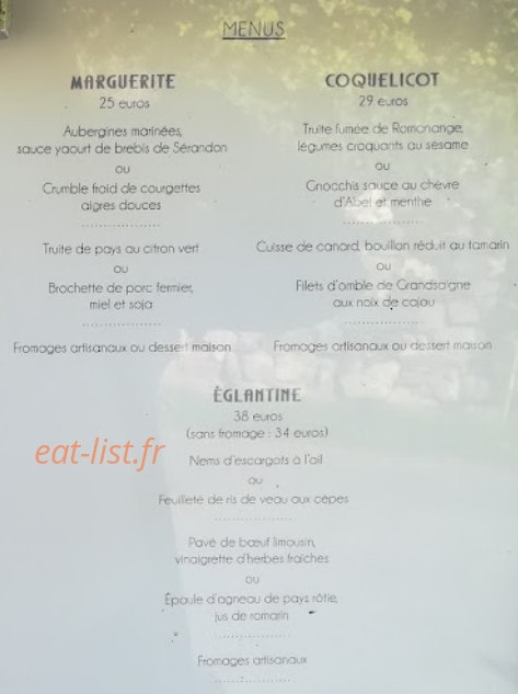 Carte et menu de Auberge de la Marguerite à Saint Hilaire Luc — Les marguerite, coquelicots et eglamtime