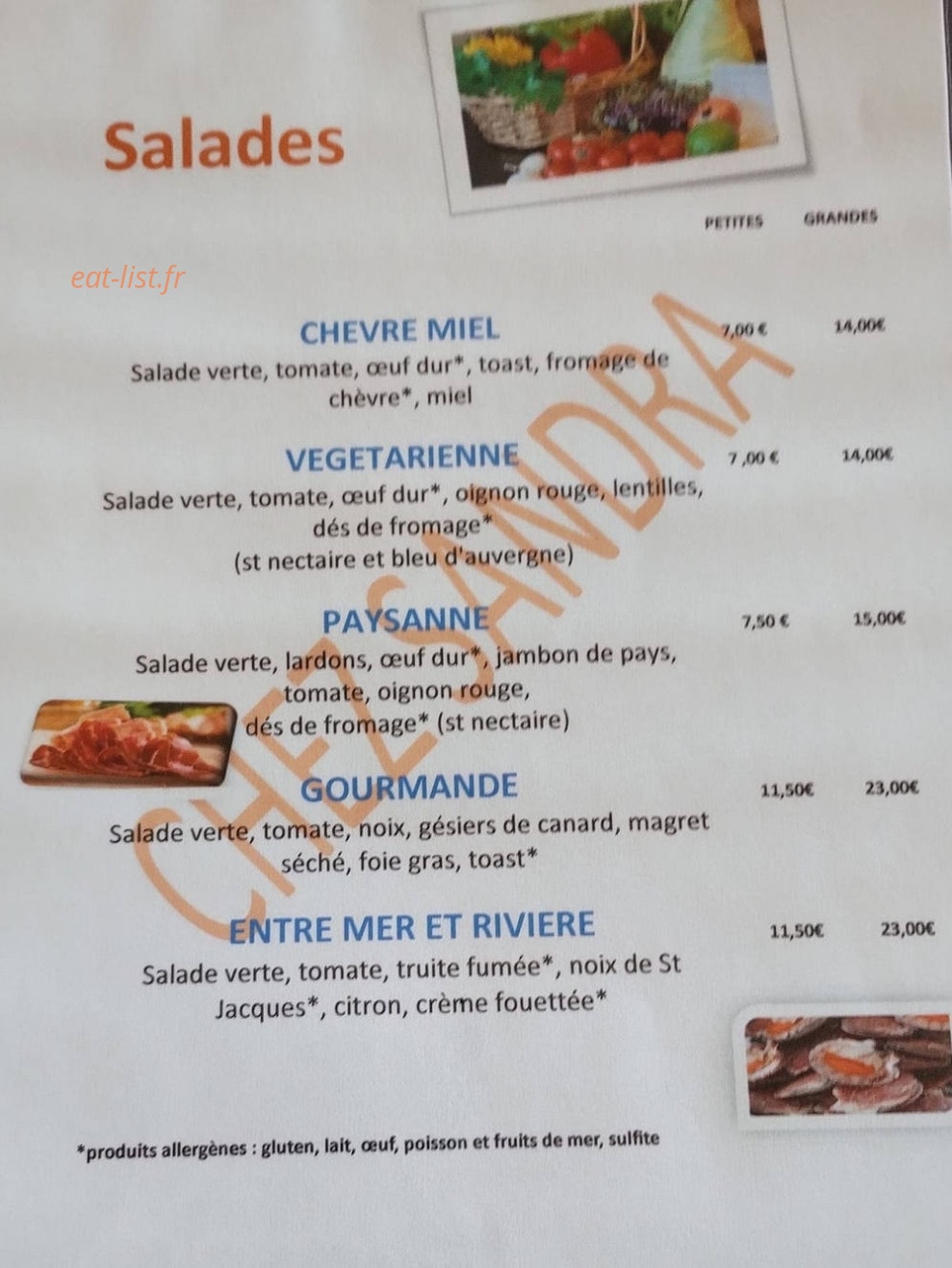 Chez Sandra — carte page 3