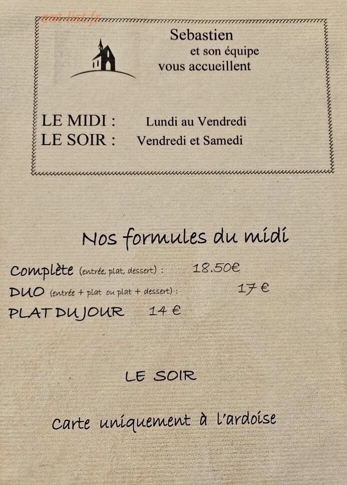 Auberge du Prieuré — carte page 1