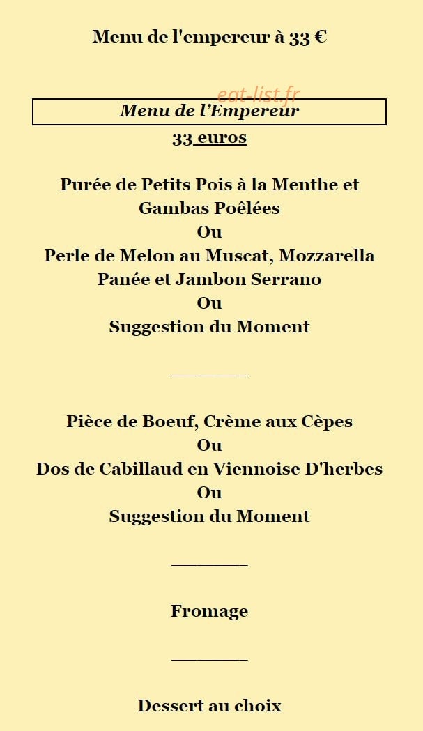 Auberge De L'empereur — carte page 2