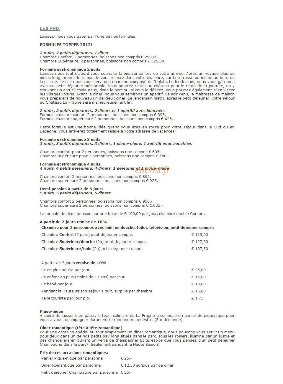 Château de la Fragne — carte page 1