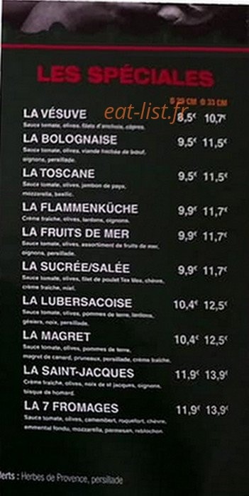 Le Kiosque à Pizzas — carte page 3