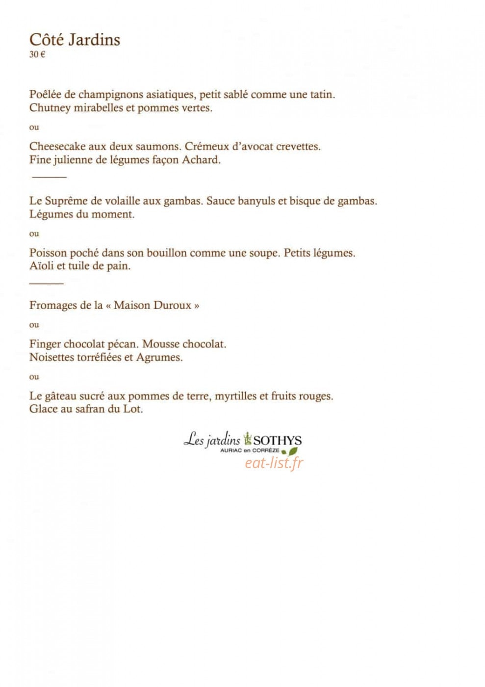 Les Jardins Sothys — carte page 2