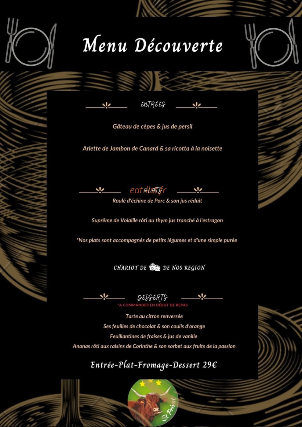 Auberge de la Xaintrie — carte page 2