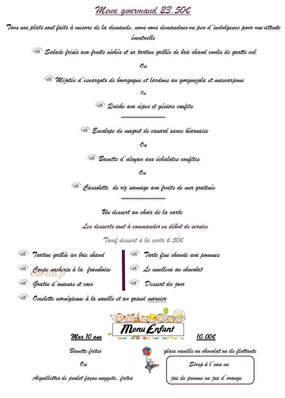 Auberge de la Marquise — carte page 1