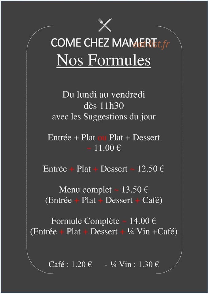 Come chez Mamert — carte page 1