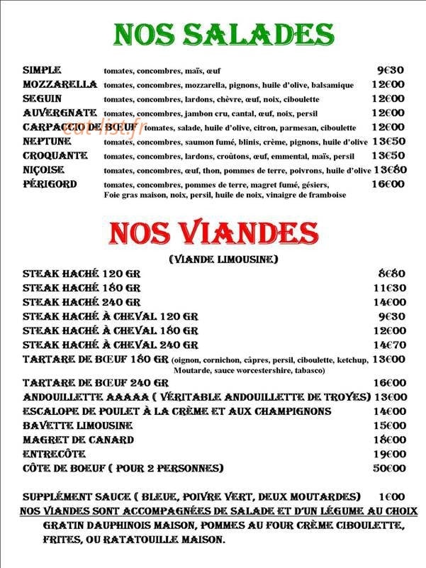 La Calèche — carte page 1