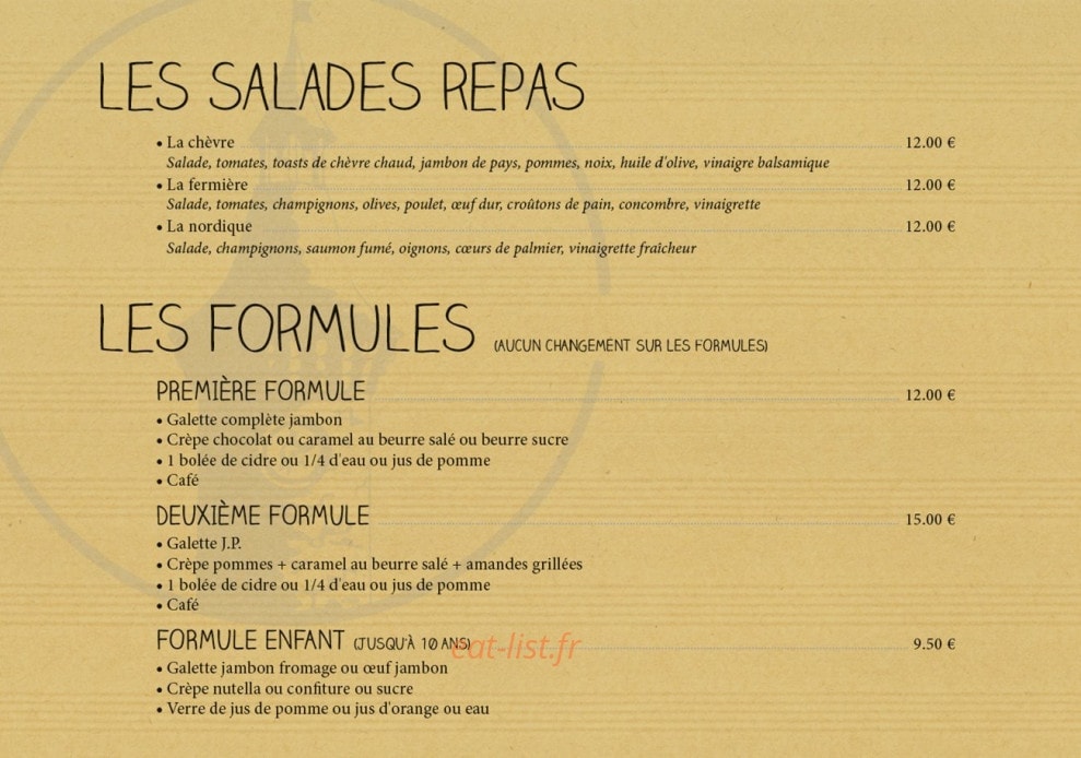 Crêperie Le Beffroi — carte page 1