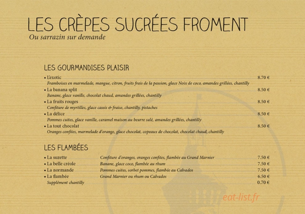 Crêperie Le Beffroi — carte page 2