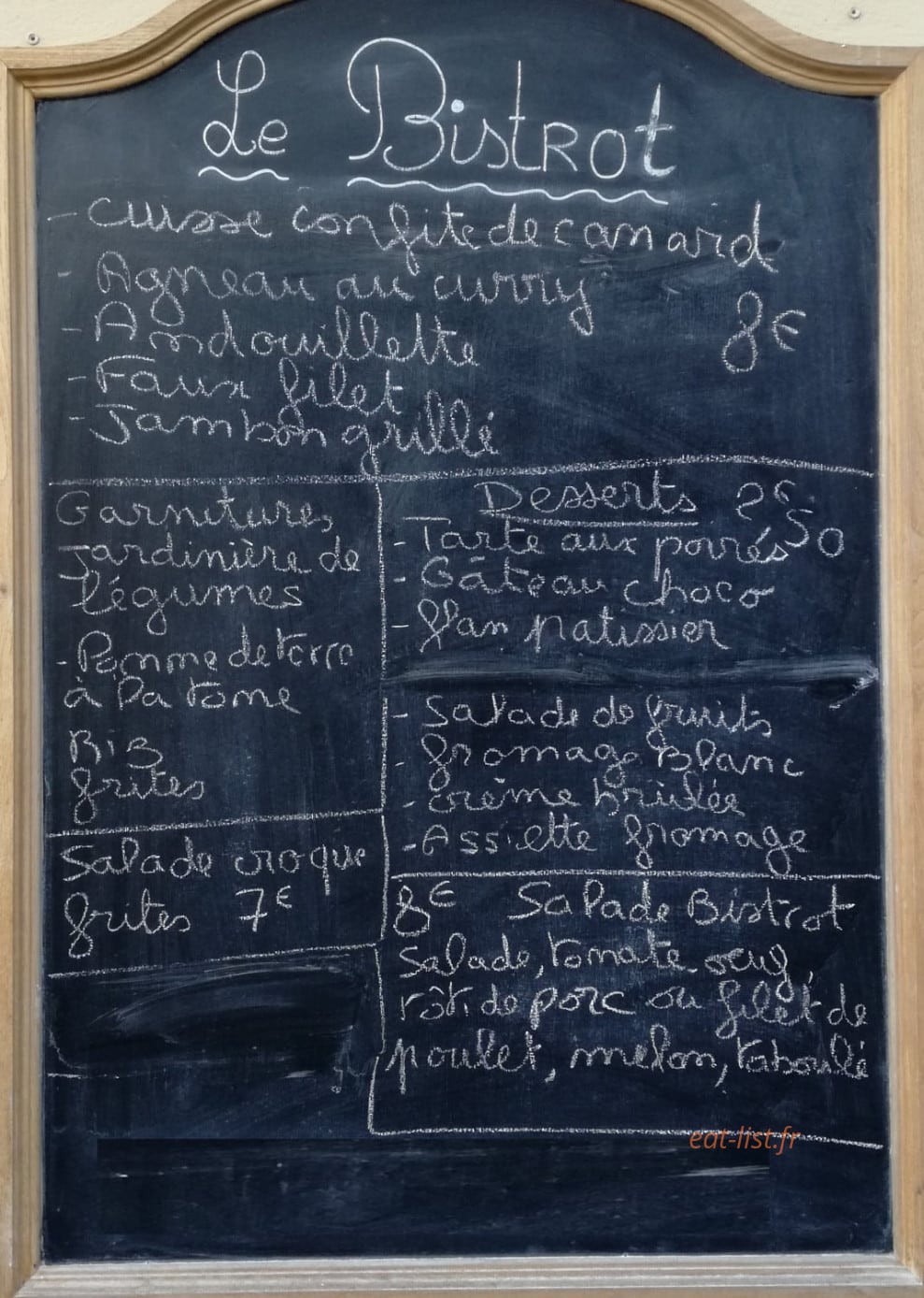 Le Bistrot des Cath — carte page 1