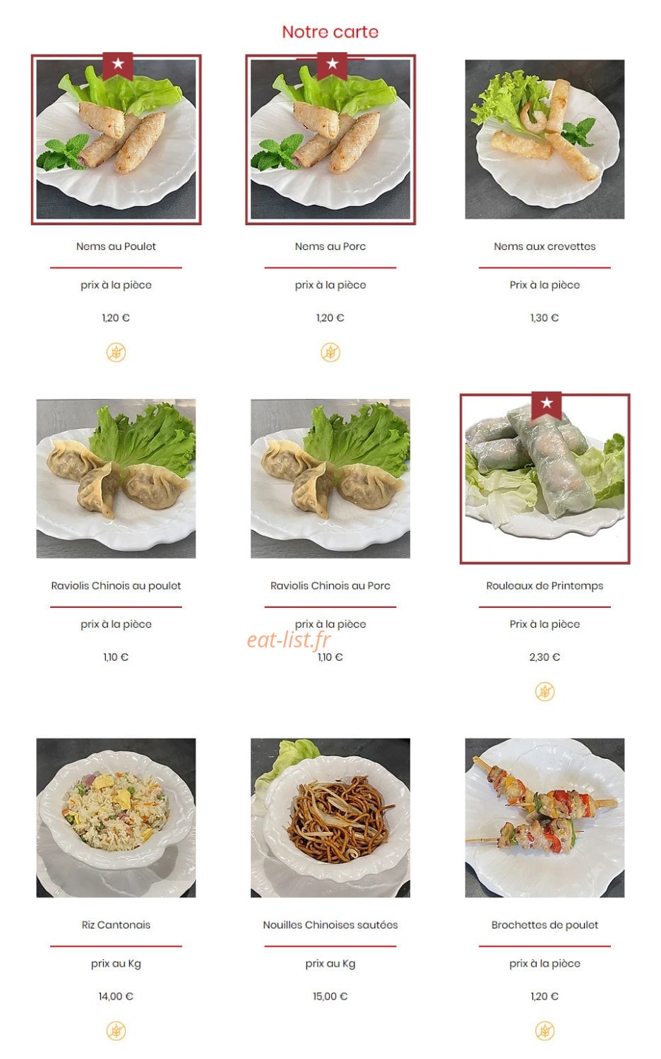 Chez Hong — carte page 1