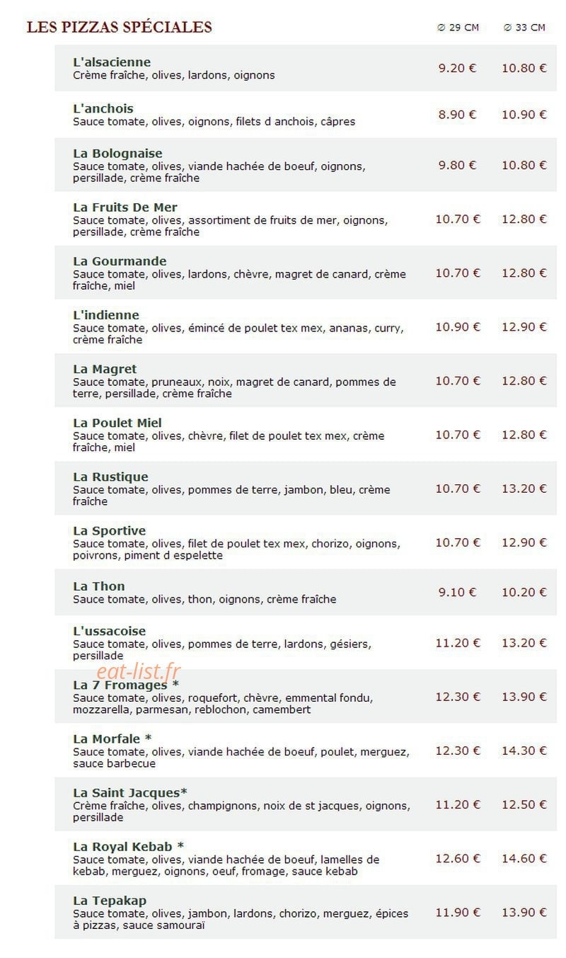 Le Kiosque à Pizzas — carte page 3