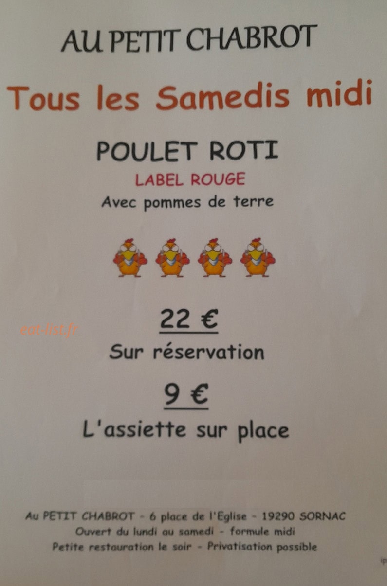 Au Petit Chabrot — carte page 1