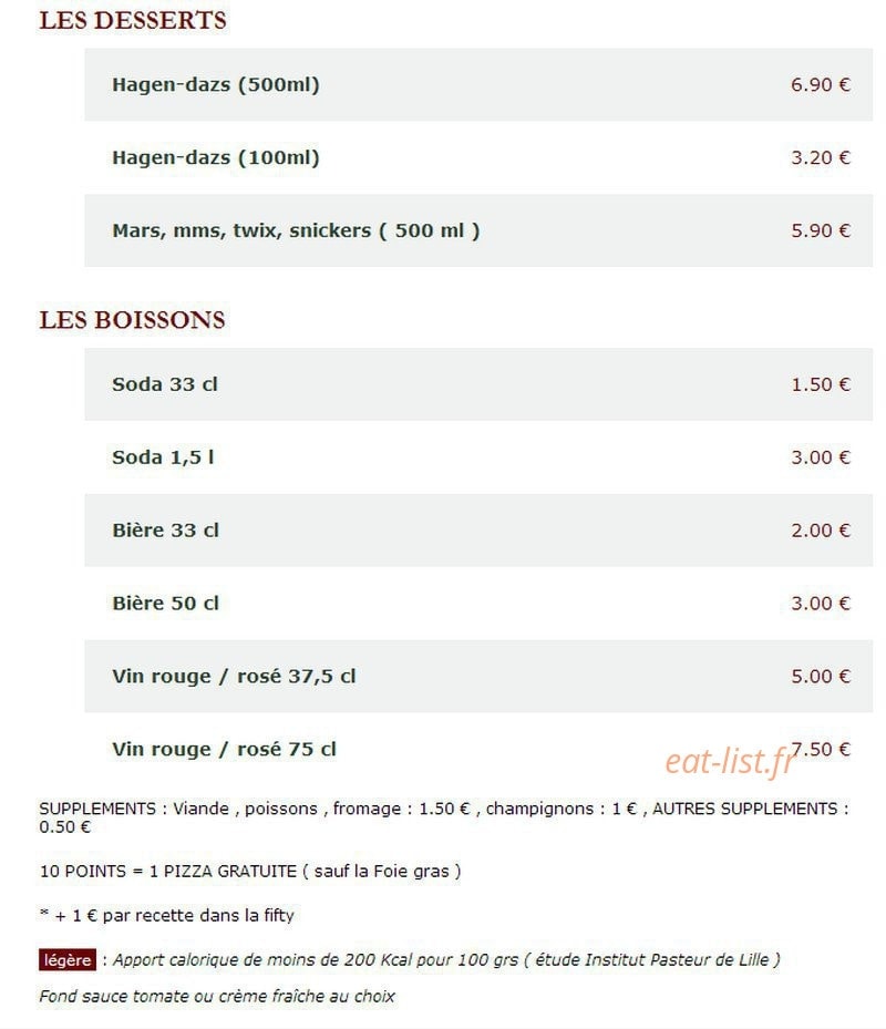 Le Kiosque à Pizzas — carte page 4