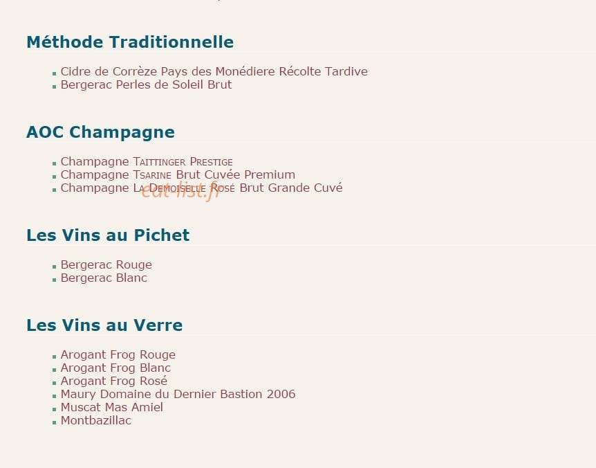 La Table d’Aline — carte page 2
