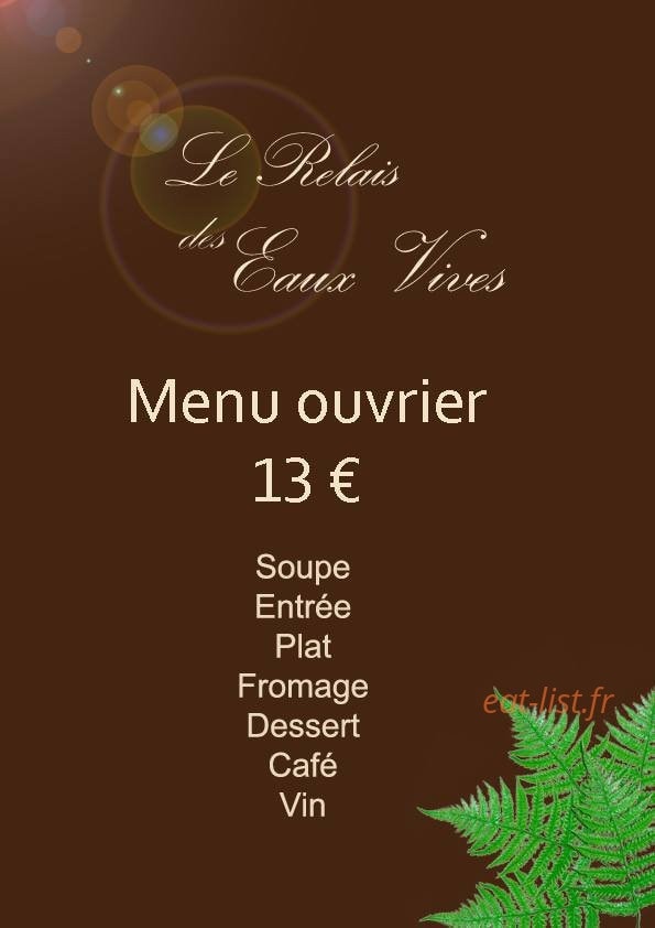 Le Relais des Eaux Vives — carte page 1