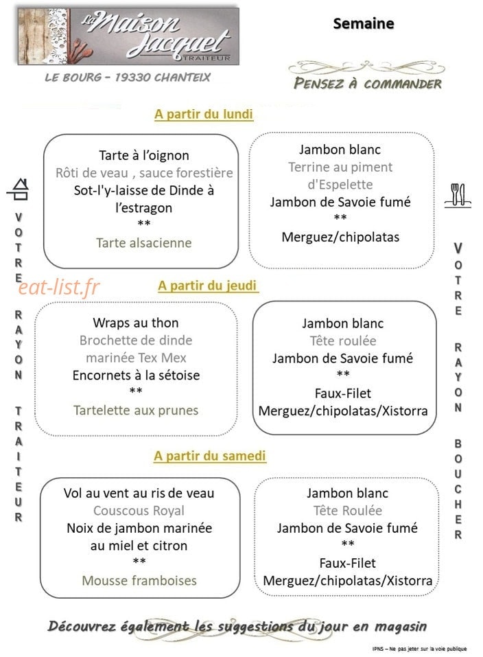 La Maison Jacquet — carte page 1