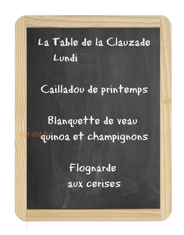La Table de la Clauzade — carte page 1