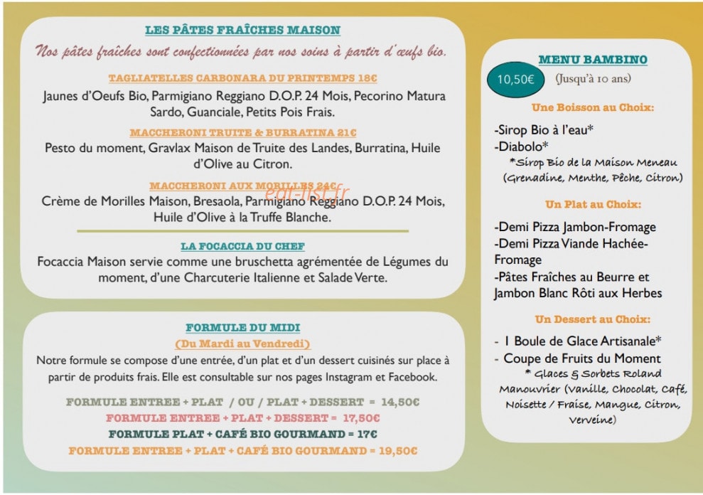 Bistrot Bergamote — carte page 3