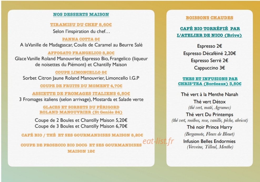 Bistrot Bergamote — carte page 4
