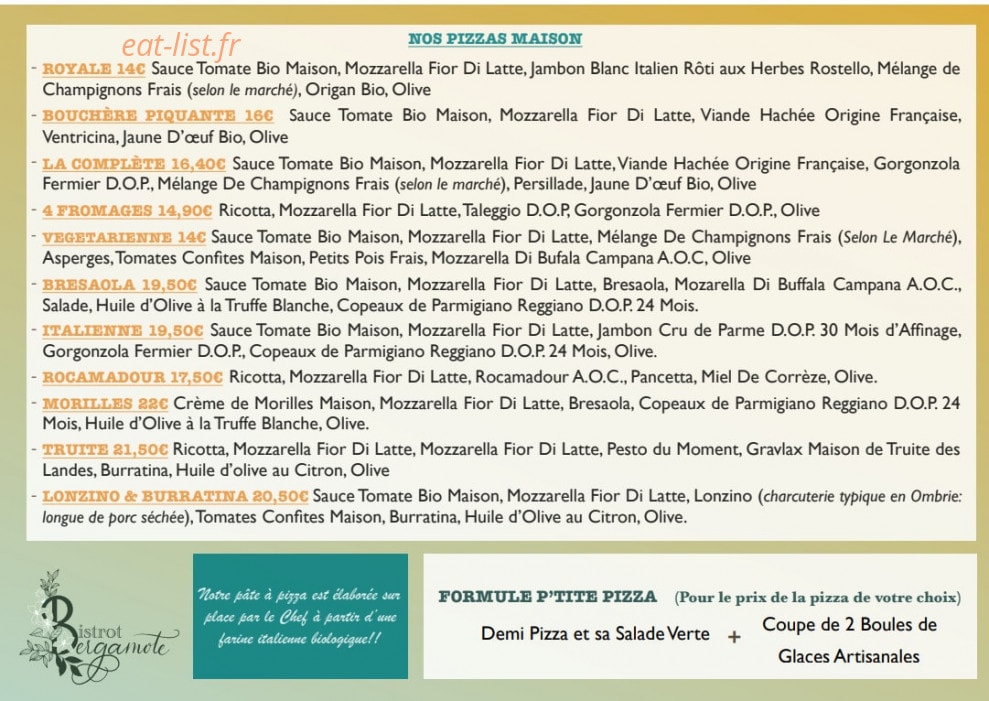 Bistrot Bergamote — carte page 2