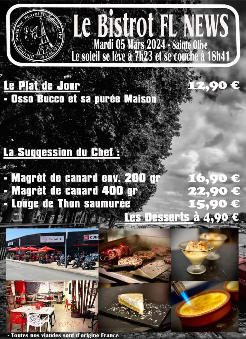 Bistrot FL — carte page 1