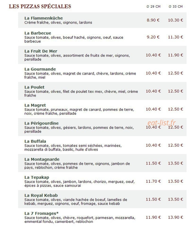 Le Kiosque à Pizzas — carte page 3