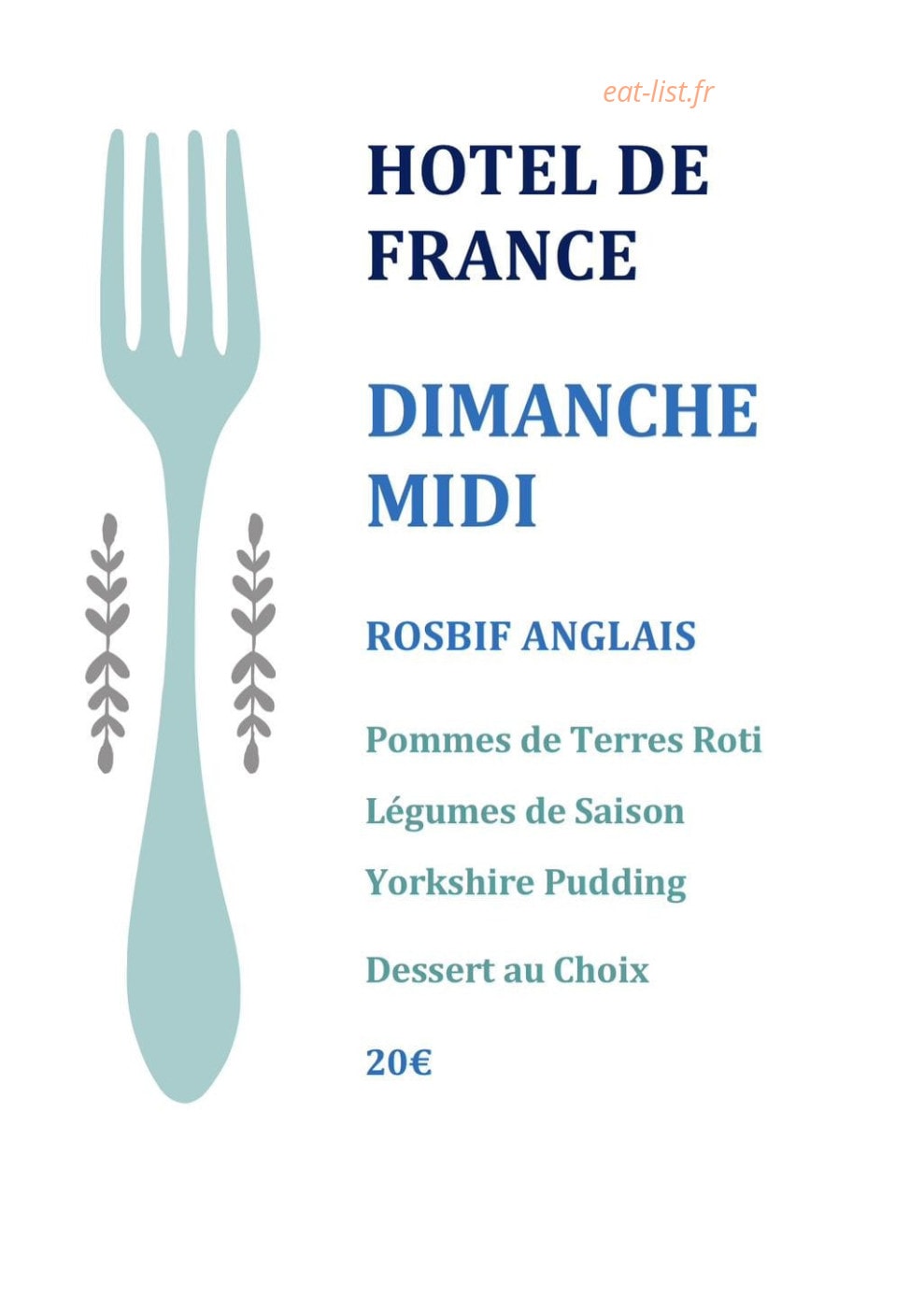 Hôtel de France — carte page 1