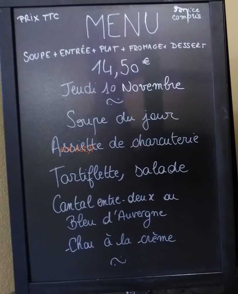 Le Relais du Doustre — carte page 1