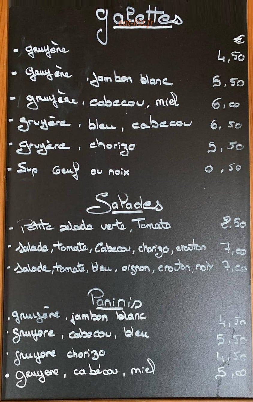 Creperie de la sorcière — carte page 1