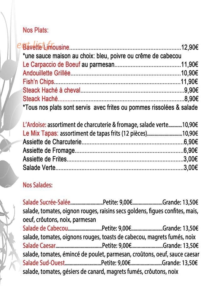 Ô p'tit BistrÔ — carte page 2