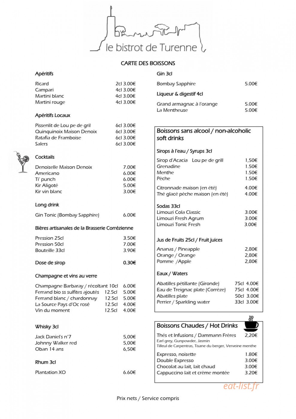 Le Bistrot de Turenne — carte page 3