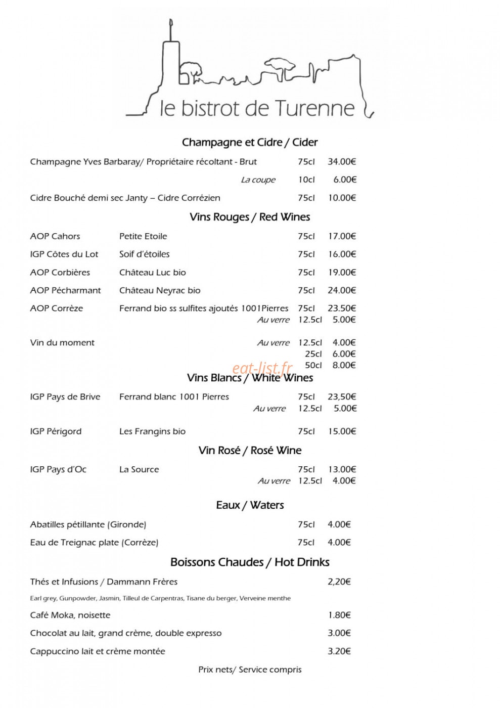 Le Bistrot de Turenne — carte page 2