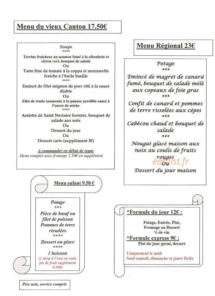 Le Vieux Cantou — carte page 2