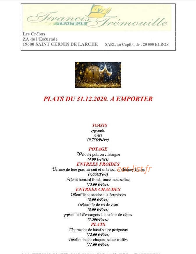 Restaurant la terrasse — carte page 1