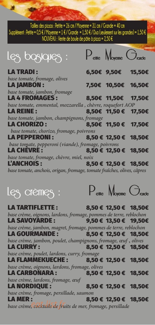 Sam's pizza — carte page 3