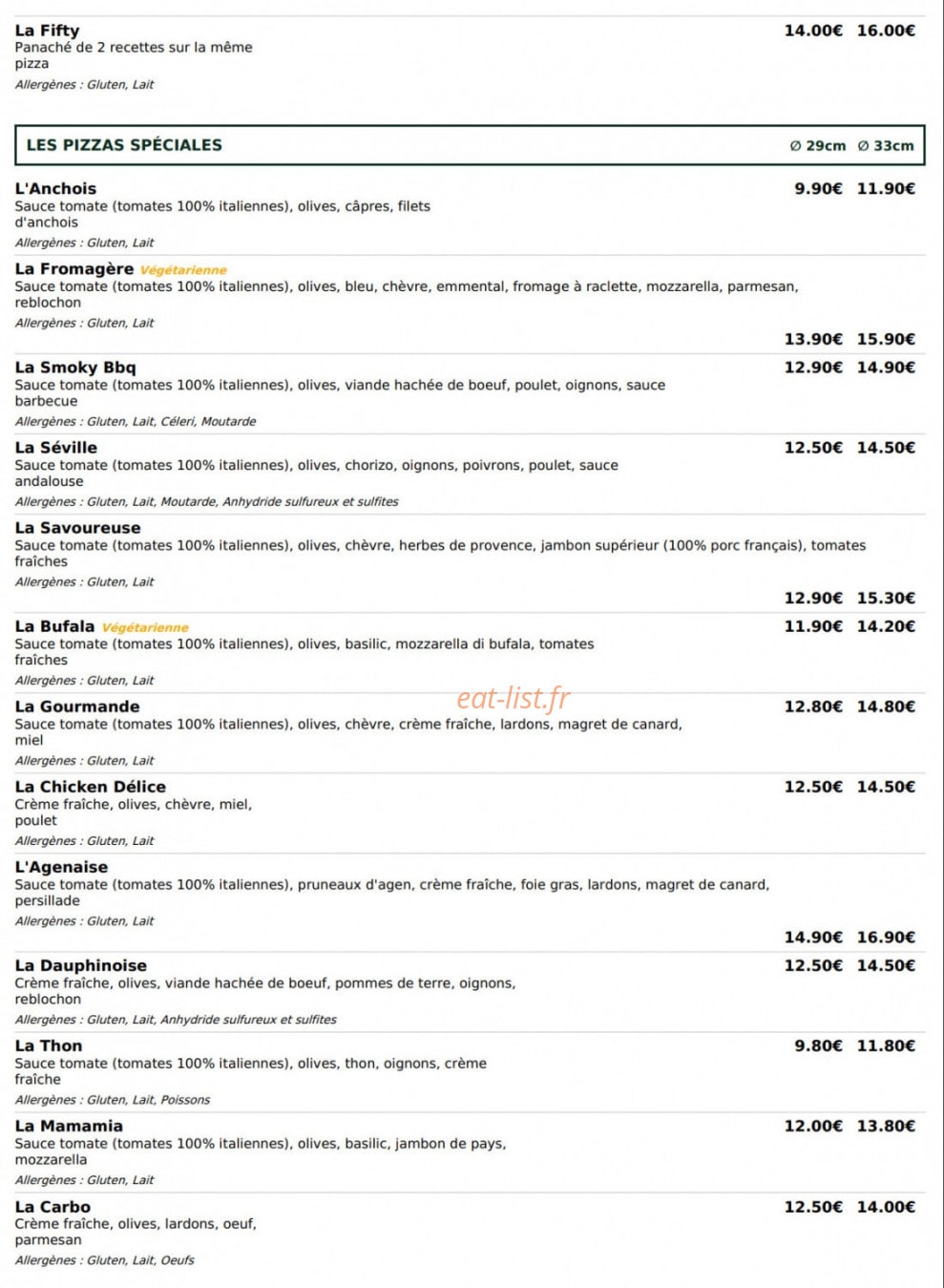 Le Kiosque à Pizzas — carte page 3