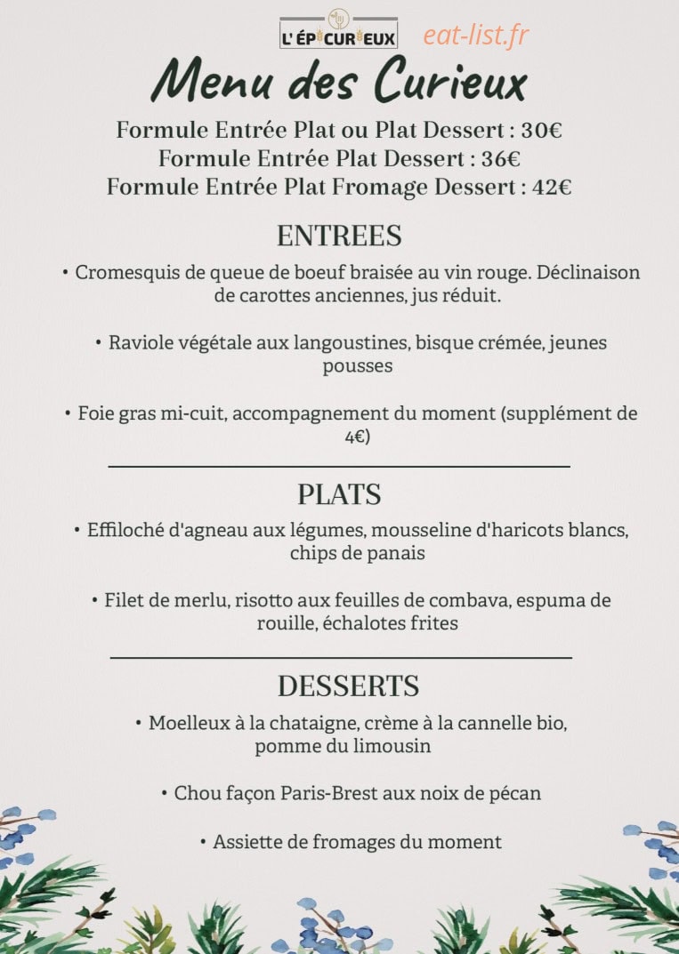 L'épicurien — carte page 1