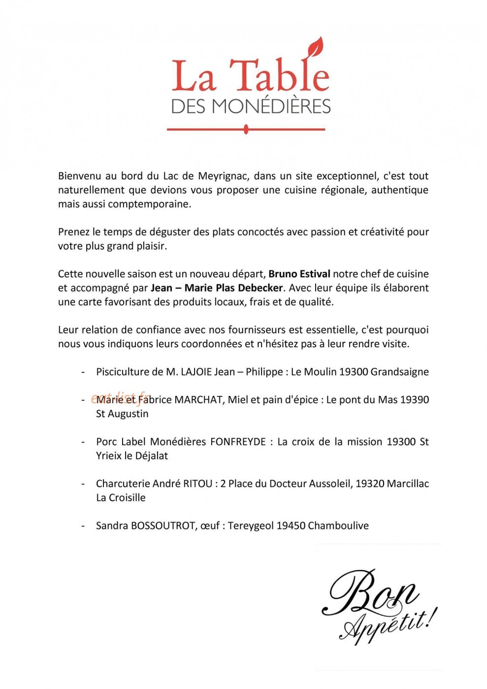 La Table des Monédières — carte page 1