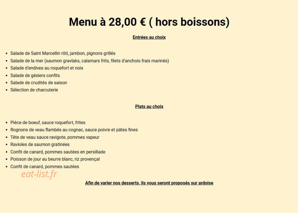 Le Restaurant des Monédières — carte page 1