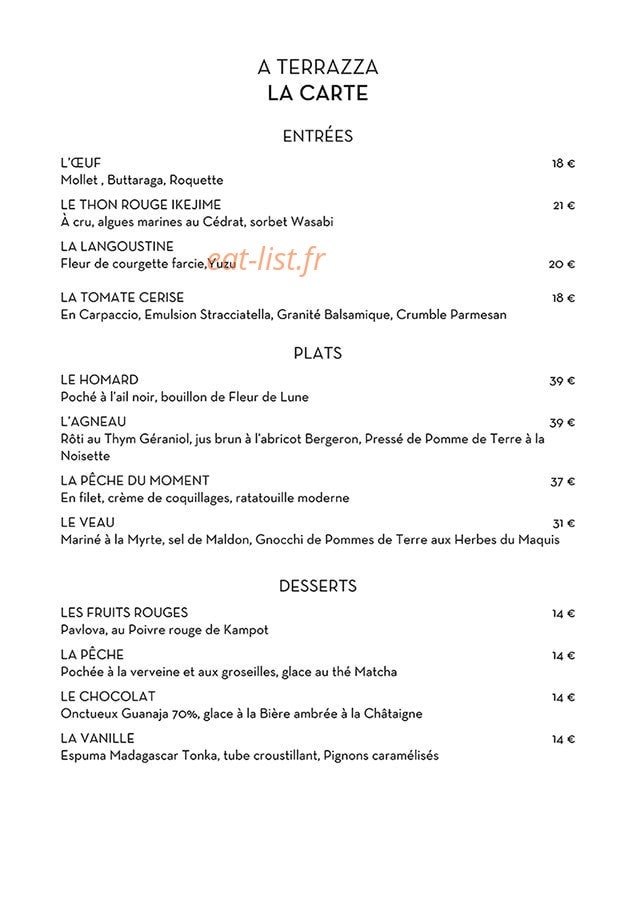 A Terrazza — carte page 3