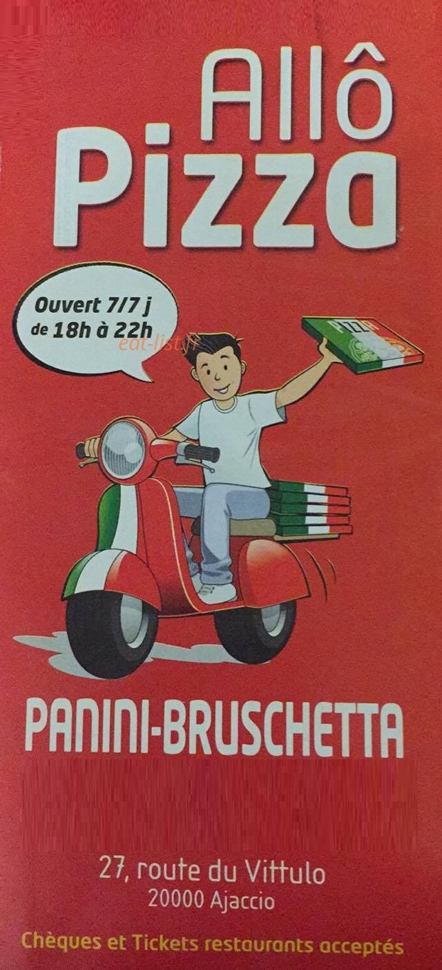 Allo Pizza — carte page 1