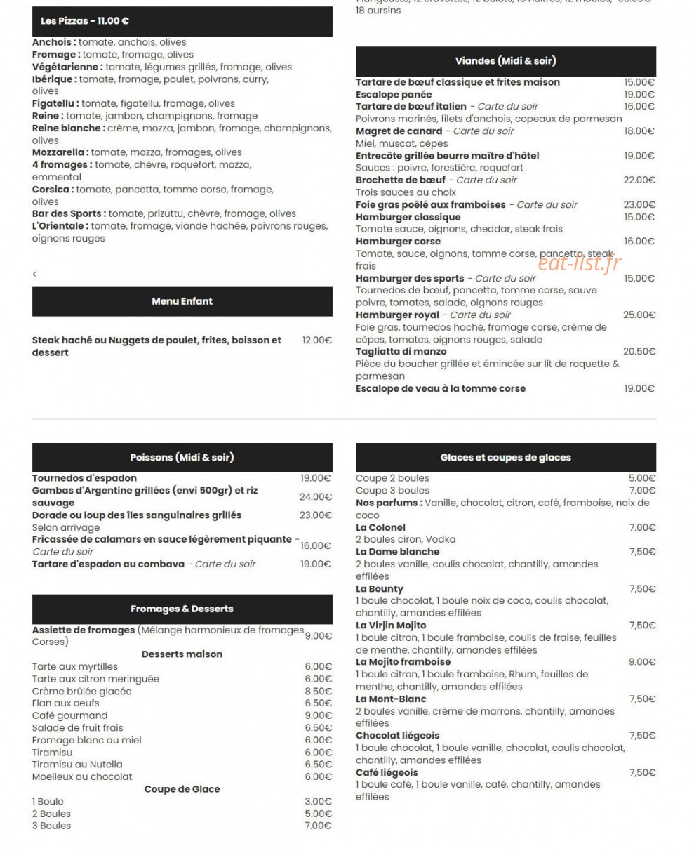 Bar des Sports — carte page 3