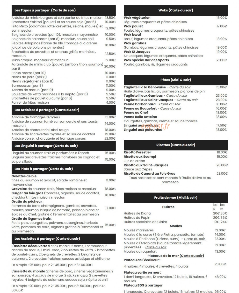 Bar des Sports — carte page 2