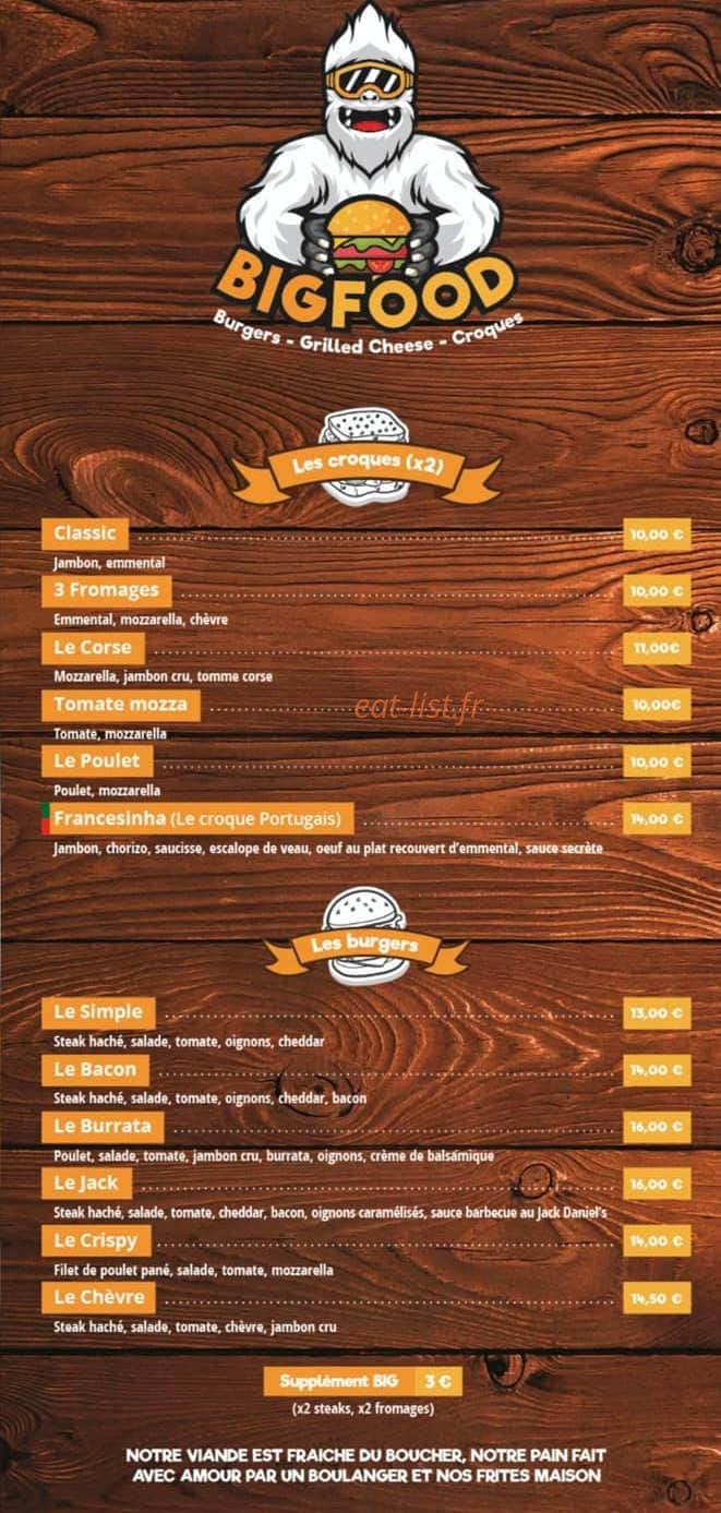 Big Food — carte page 1